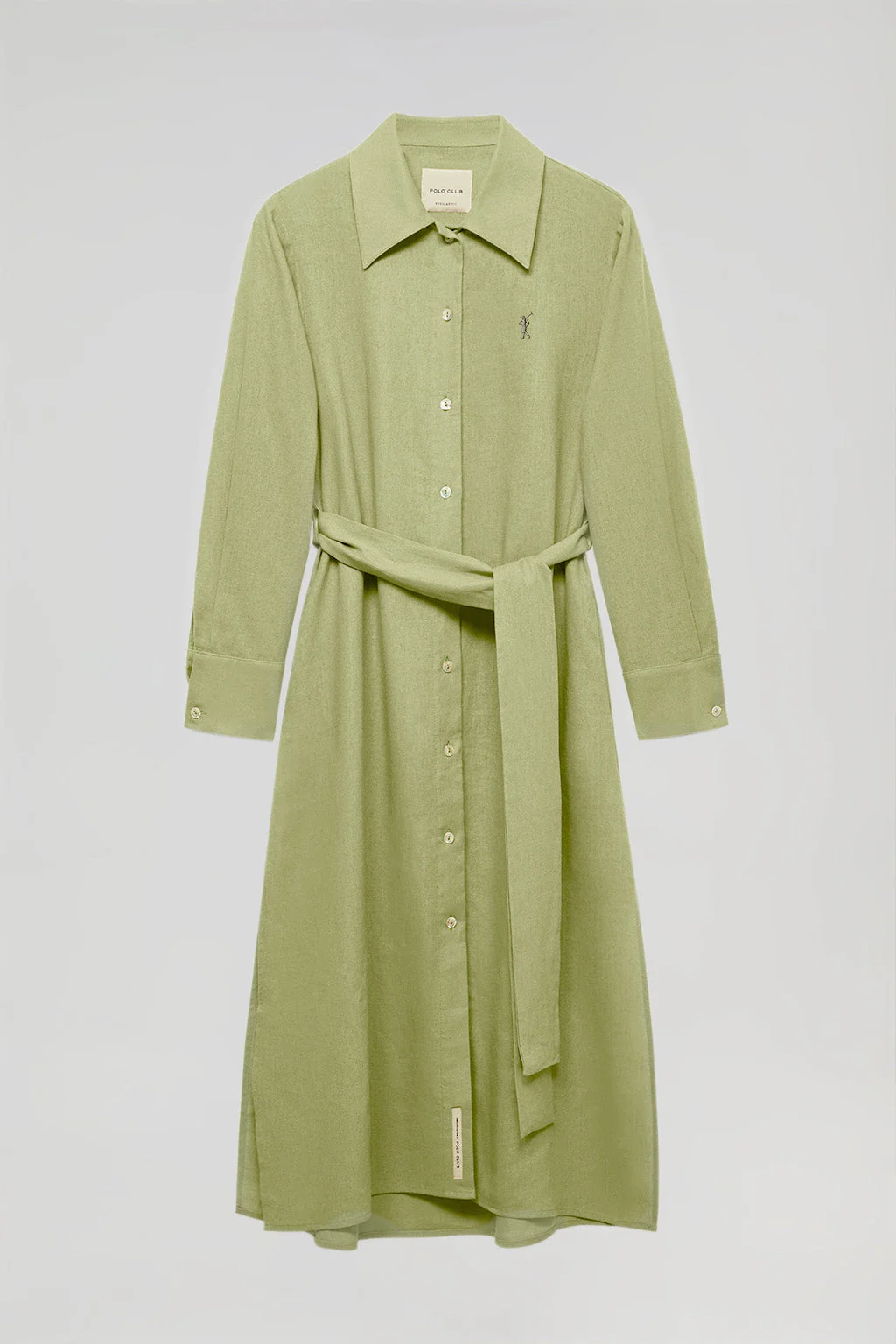 Green linen midi dress with Rigby Go embroidered detail - Image 6