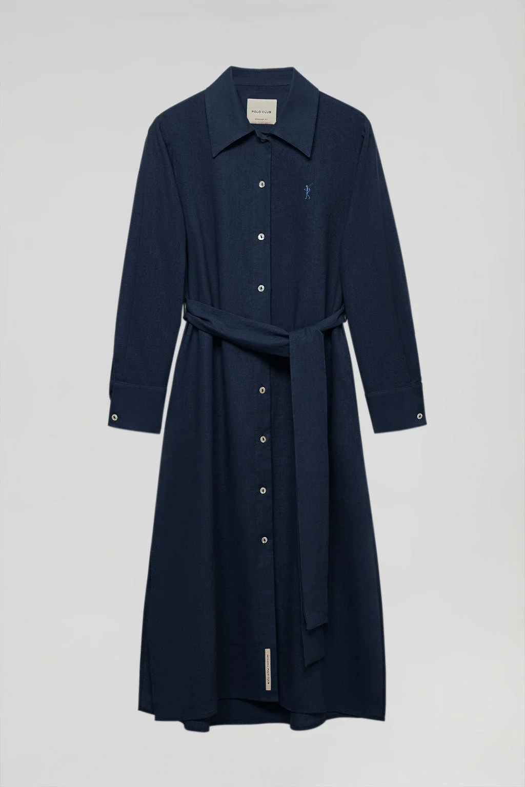 Navy-blue linen midi dress with Rigby Go embroidered detail - Image 12