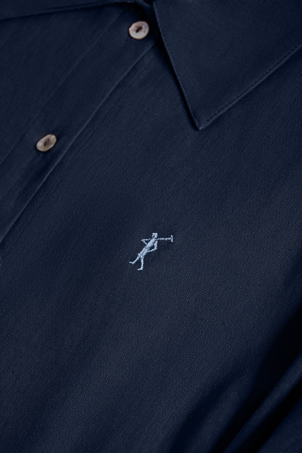 Navy-blue linen midi dress with Rigby Go embroidered detail - Image 8