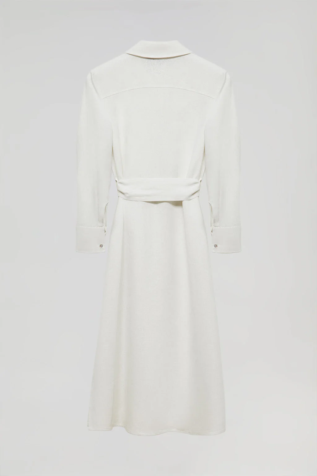 White linen midi dress with Rigby Go embroidered detail - Image 12
