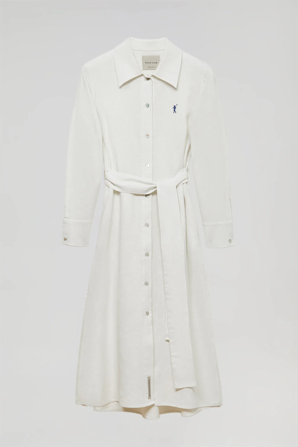 White linen midi dress with Rigby Go embroidered detail - Image 7