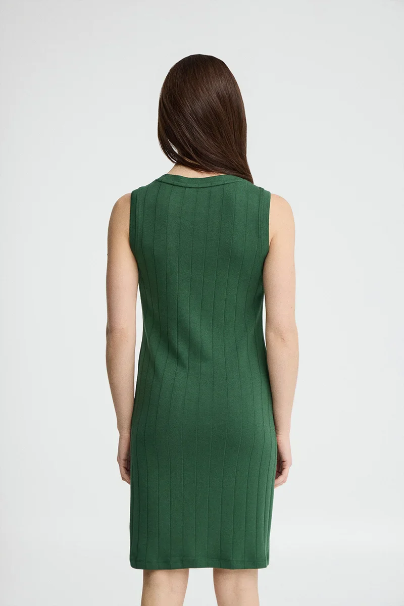 Bottle-green ribbed short dress with Rigby Go logo - Image 5