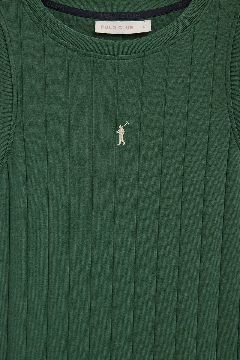 Bottle-green ribbed short dress with Rigby Go logo - Image 7