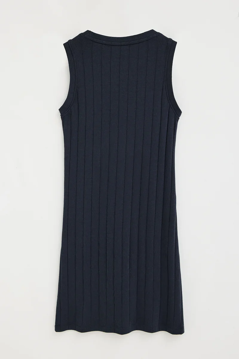 Navy-blue ribbed short dress with Rigby Go logo - Image 7
