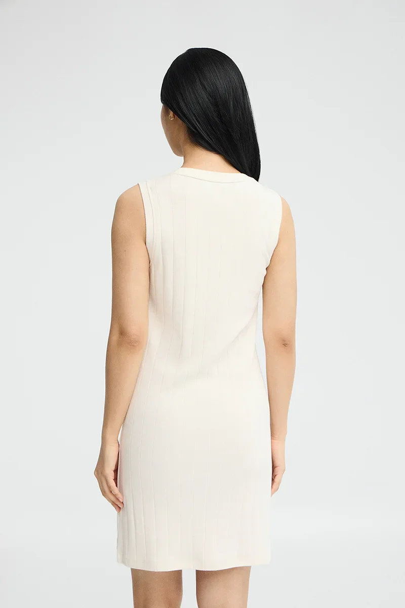 Nude ribbed short dress with Rigby Go logo - Image 4