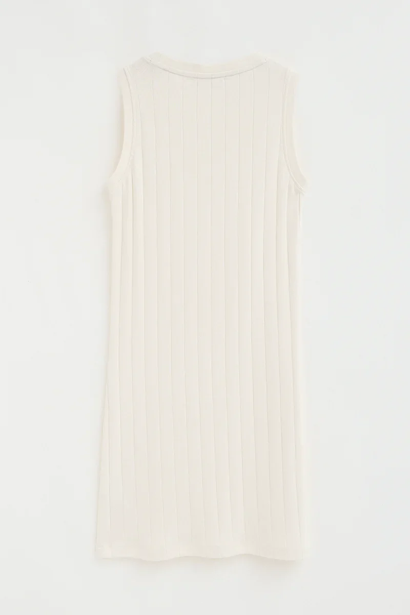 Nude ribbed short dress with Rigby Go logo - Image 8