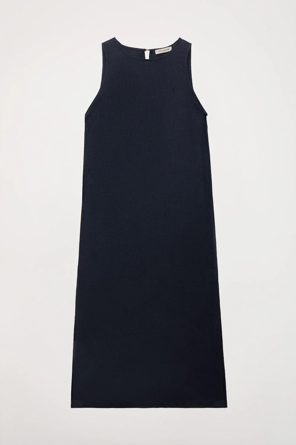 Navy-blue sleeveless linen dress with Rigby Go logo - Image 6