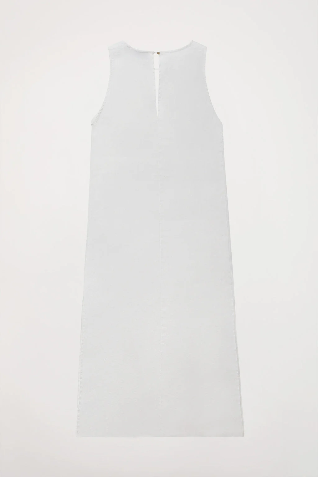 White sleeveless linen dress with Rigby Go logo - Image 8