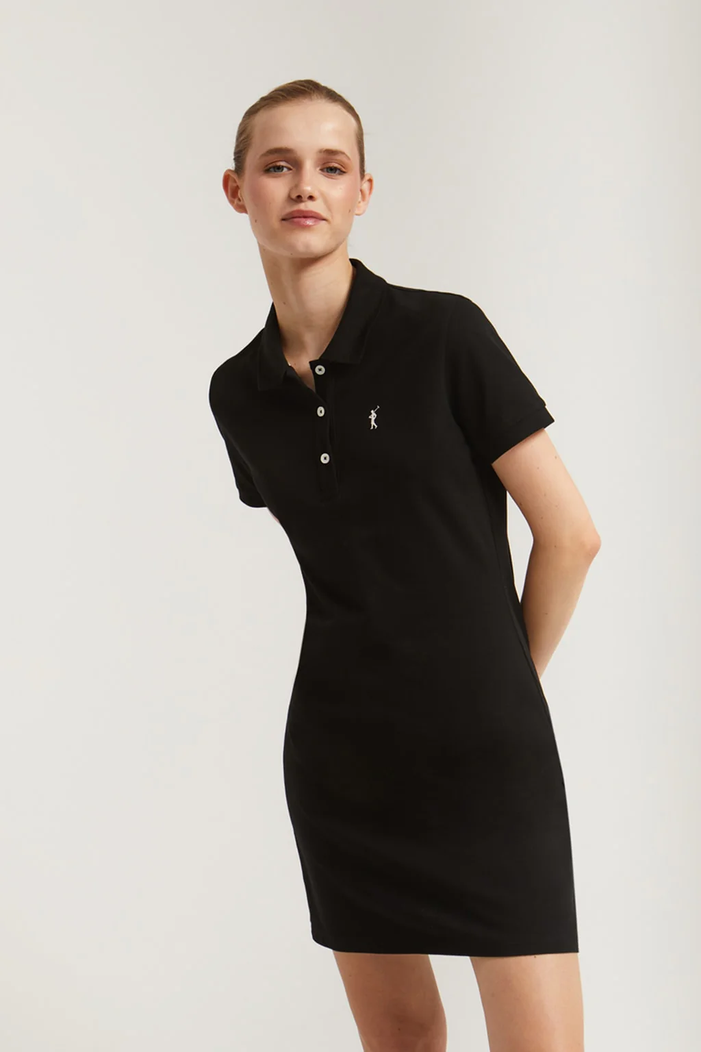 Black short-sleeve popover dress with Rigby Go embroidery - Image 2