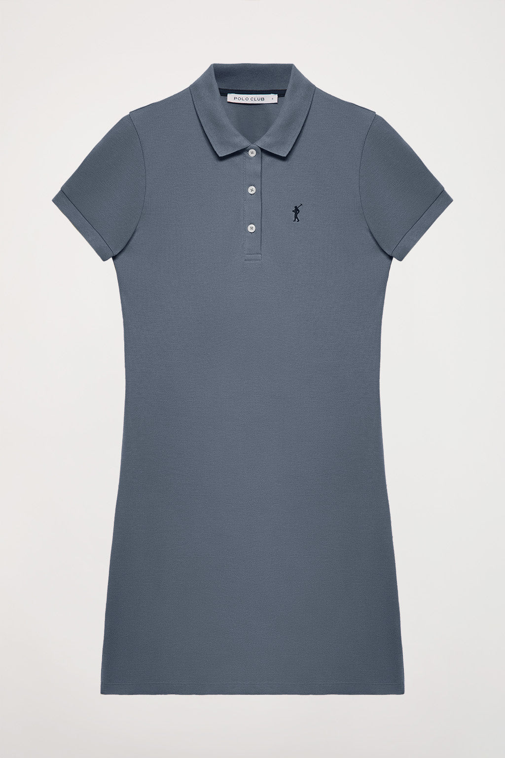 Denim-blue short-sleeve popover dress with Rigby Go embroidery - Image 6