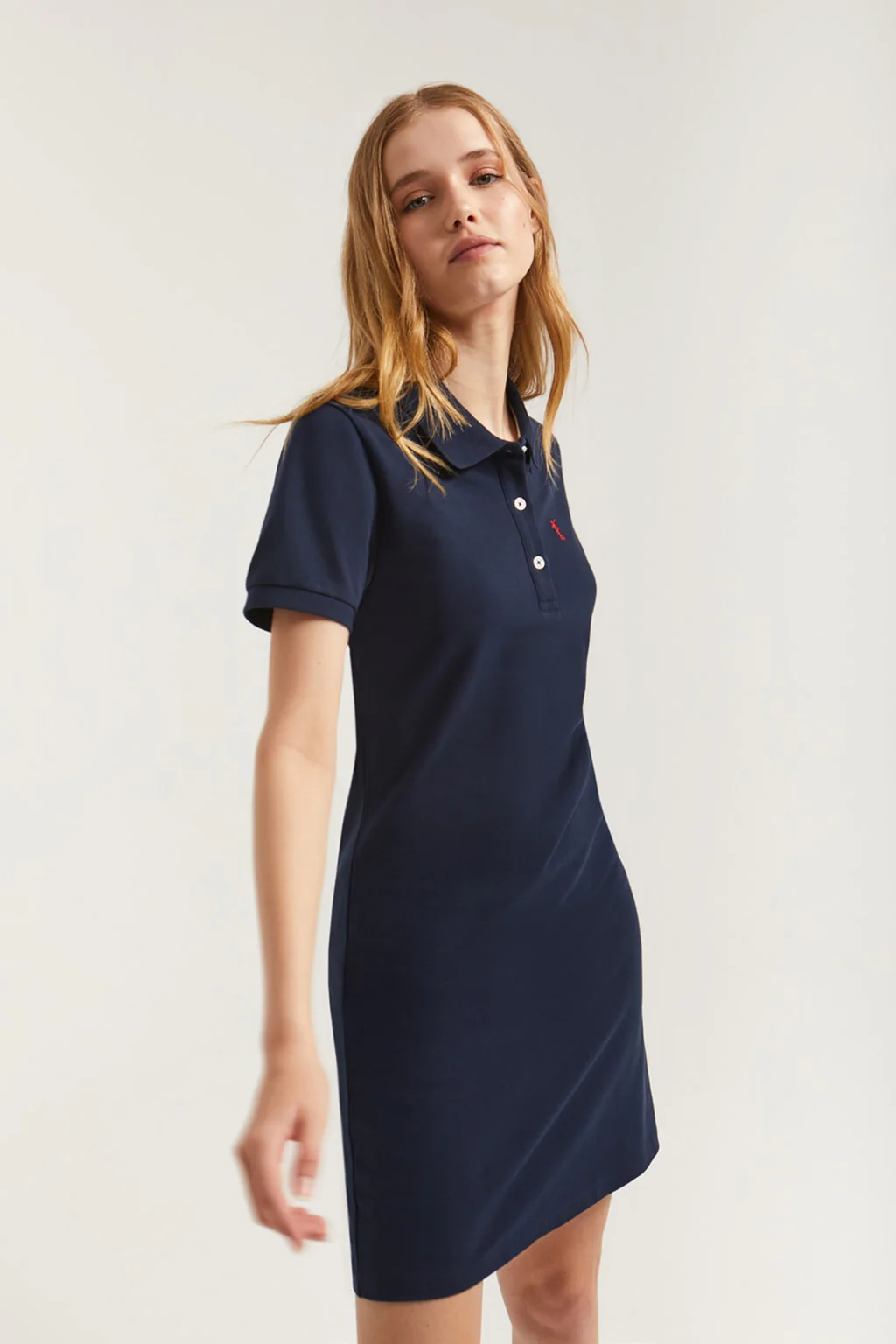 Navy-blue short-sleeve popover dress with Rigby Go embroidery - Image 4