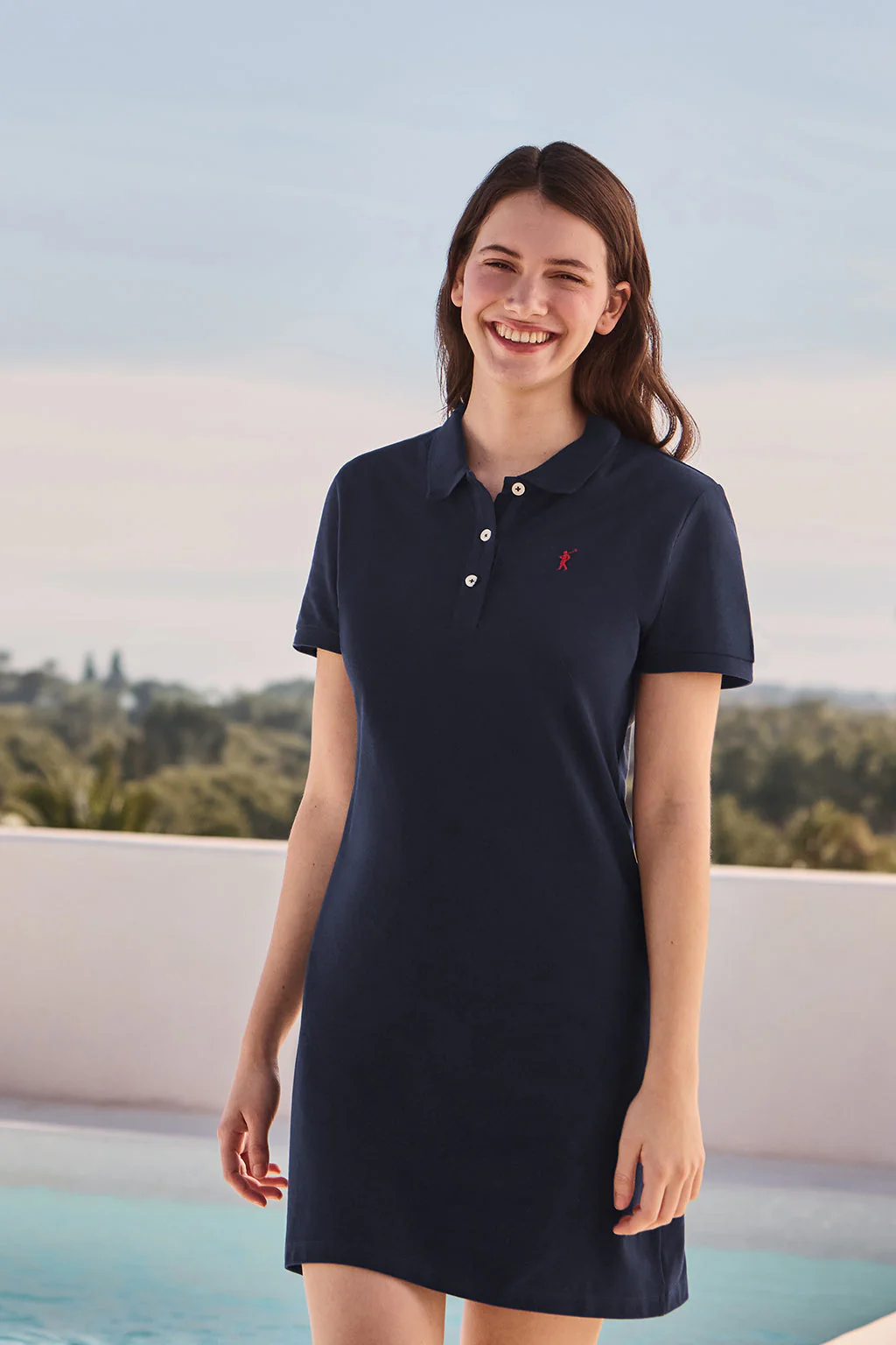 Navy-blue short-sleeve popover dress with Rigby Go embroidery - Image 7
