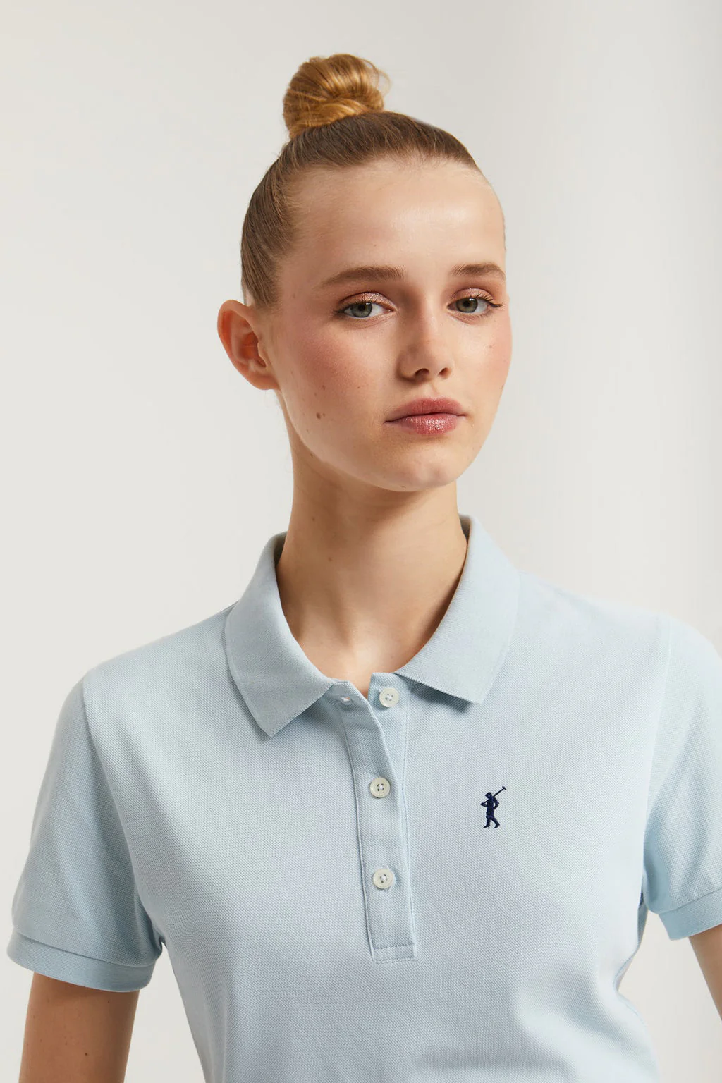 Sky-blue short-sleeve popover dress with Rigby Go embroidery - Image 2