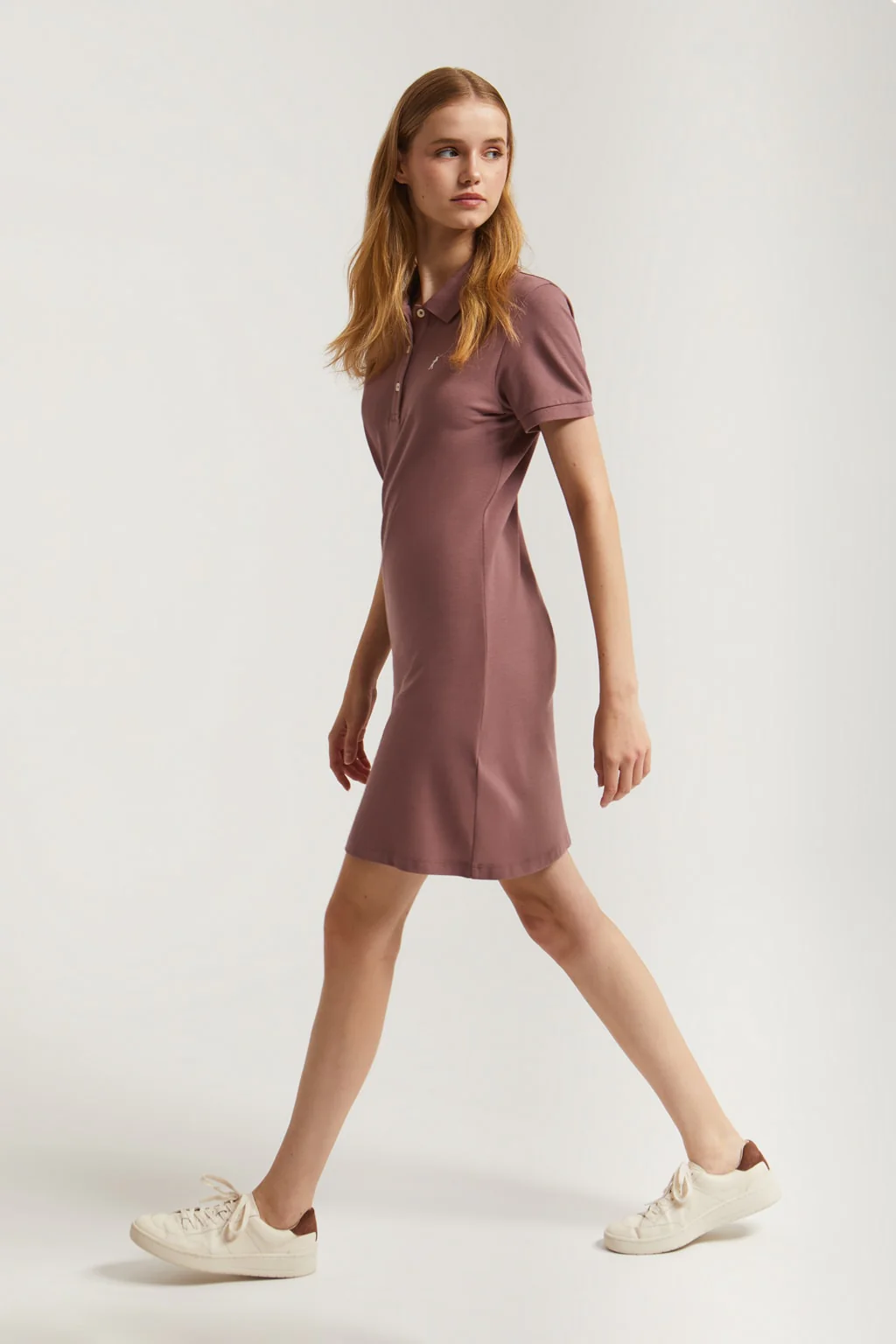 Taupe short-sleeve popover dress with Rigby Go embroidery - Image 12