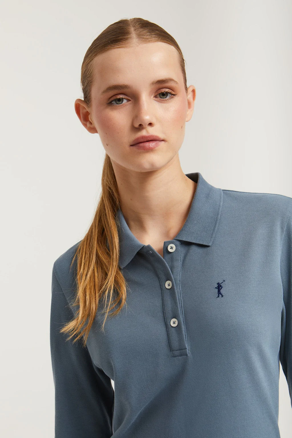 Denim-blue pique popover dress with Rigby Go embroidery - Image 3