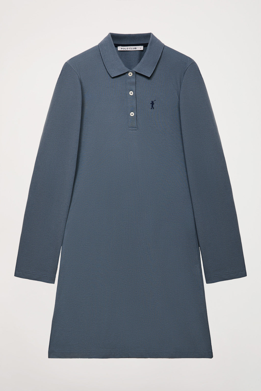 Denim-blue pique popover dress with Rigby Go embroidery - Image 7