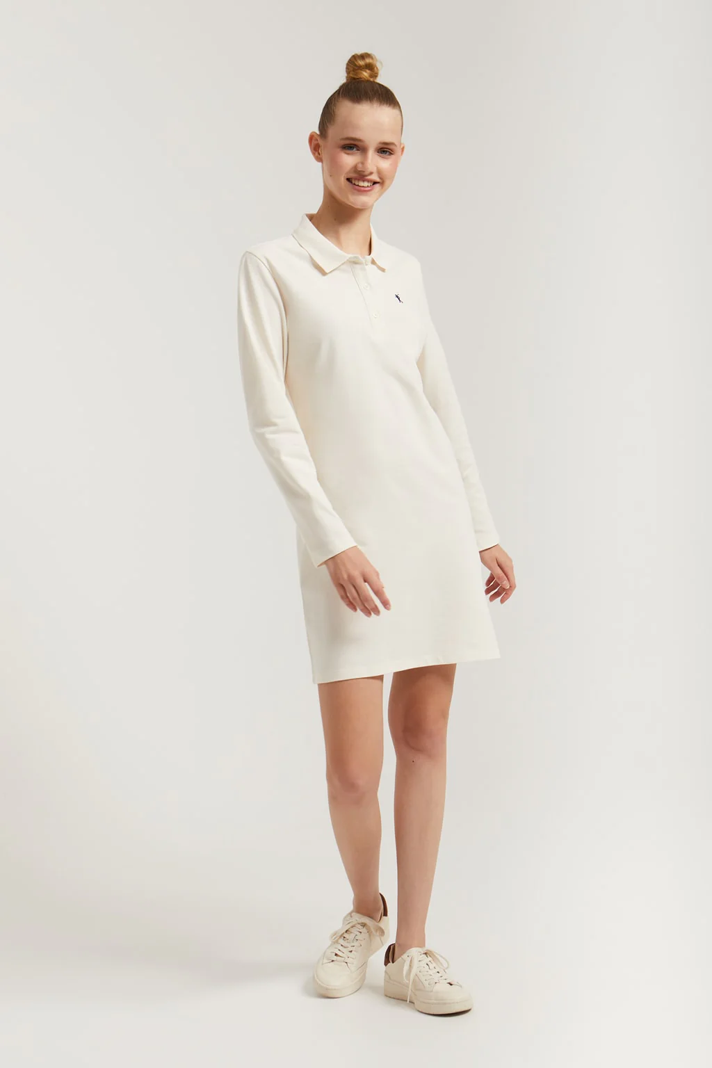 Beige pique popover dress with Rigby Go embroidery - Image 4
