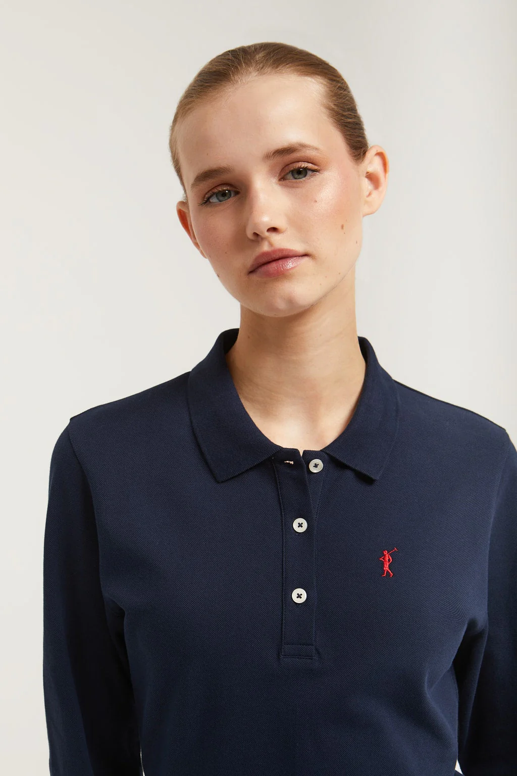 Navy-blue pique popover dress with Rigby Go embroidery - Image 4