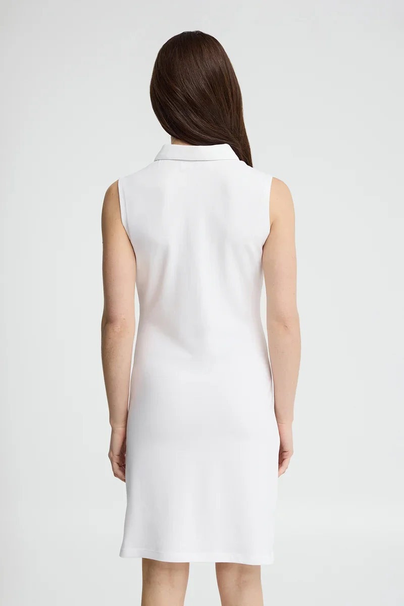 White sleeveless short polo dress with Rigby Go logo - Image 4