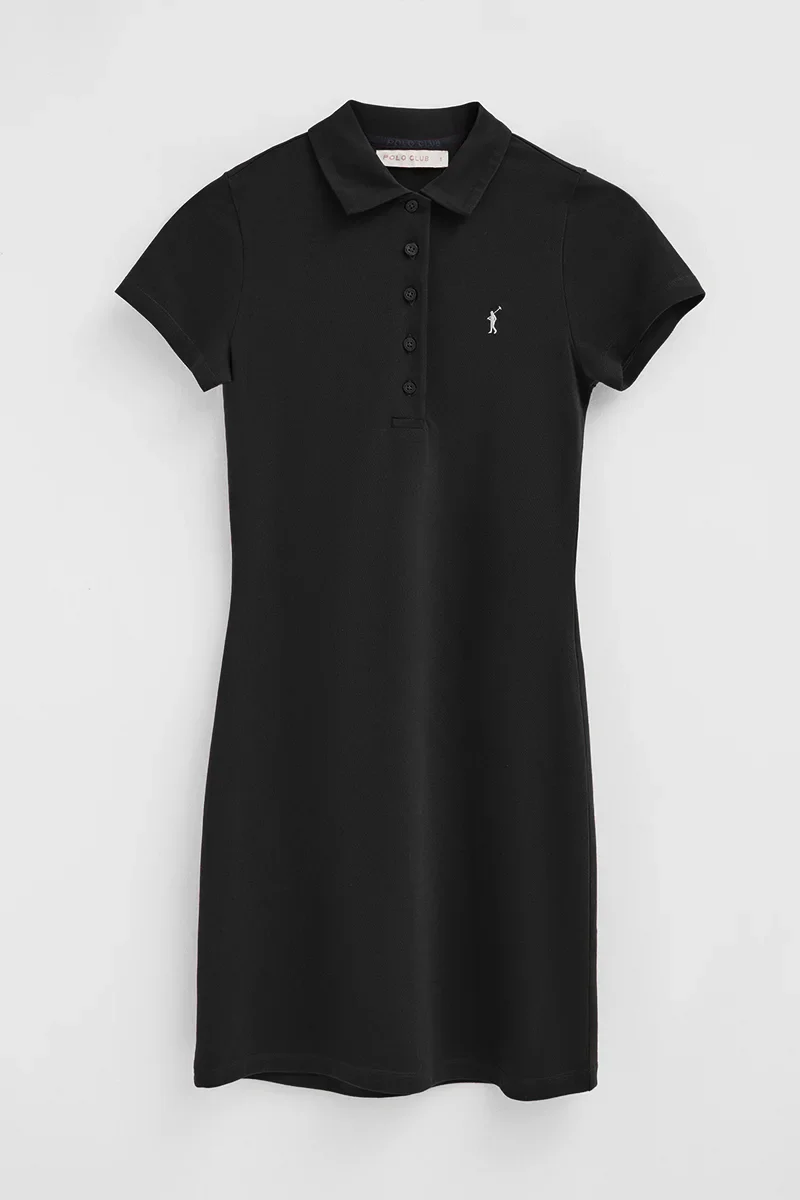 Black short polo dress with short sleeves and Rigby Go logo - Image 8