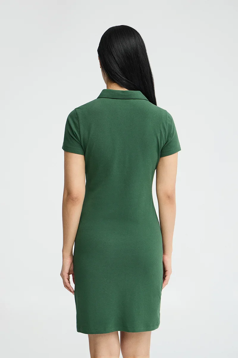 Bottle-green short polo dress with short sleeves and Rigby Go logo - Image 5
