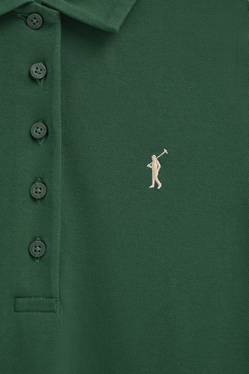 Bottle-green short polo dress with short sleeves and Rigby Go logo - Image 7