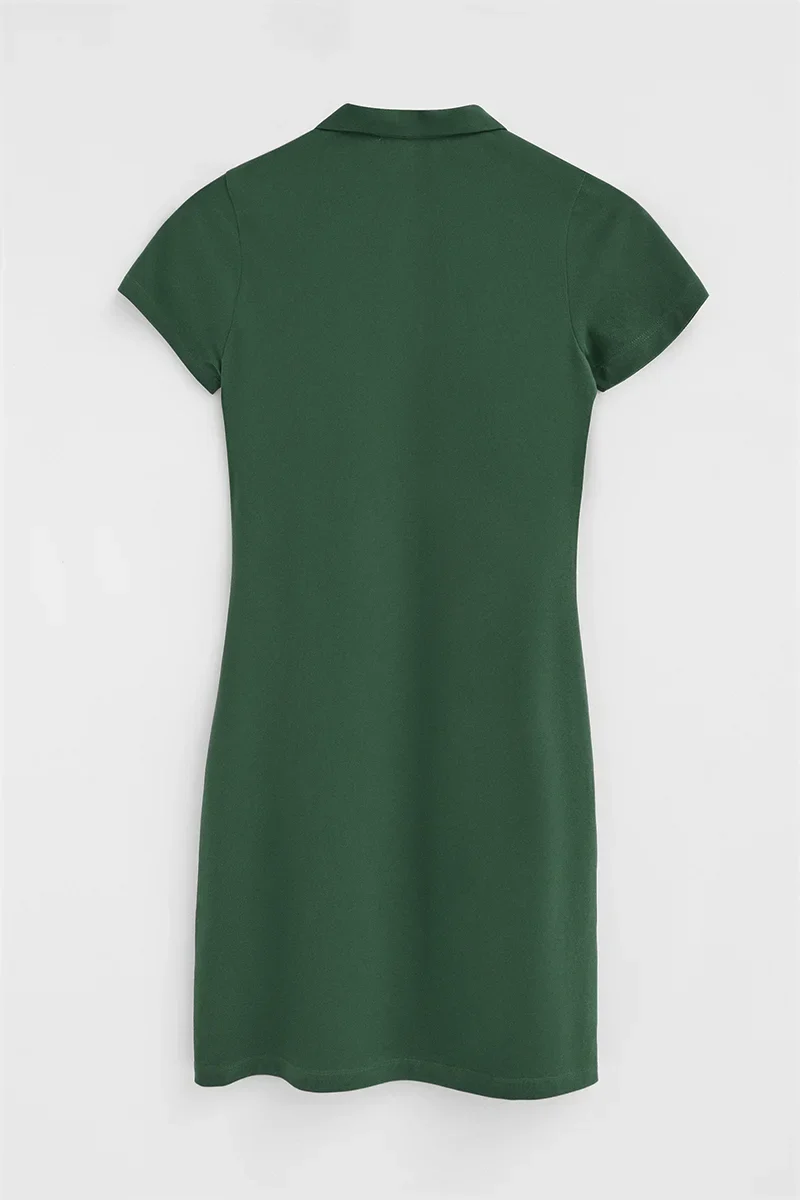 Bottle-green short polo dress with short sleeves and Rigby Go logo - Image 8