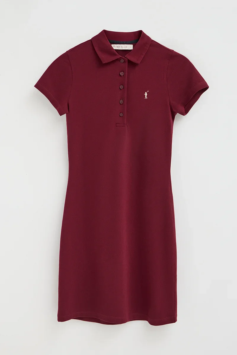Maroon short polo dress with short sleeves and Rigby Go logo - Image 9