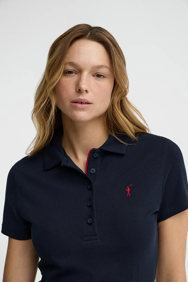 Navy-blue short polo dress with short sleeves and Rigby Go logo - Image 3