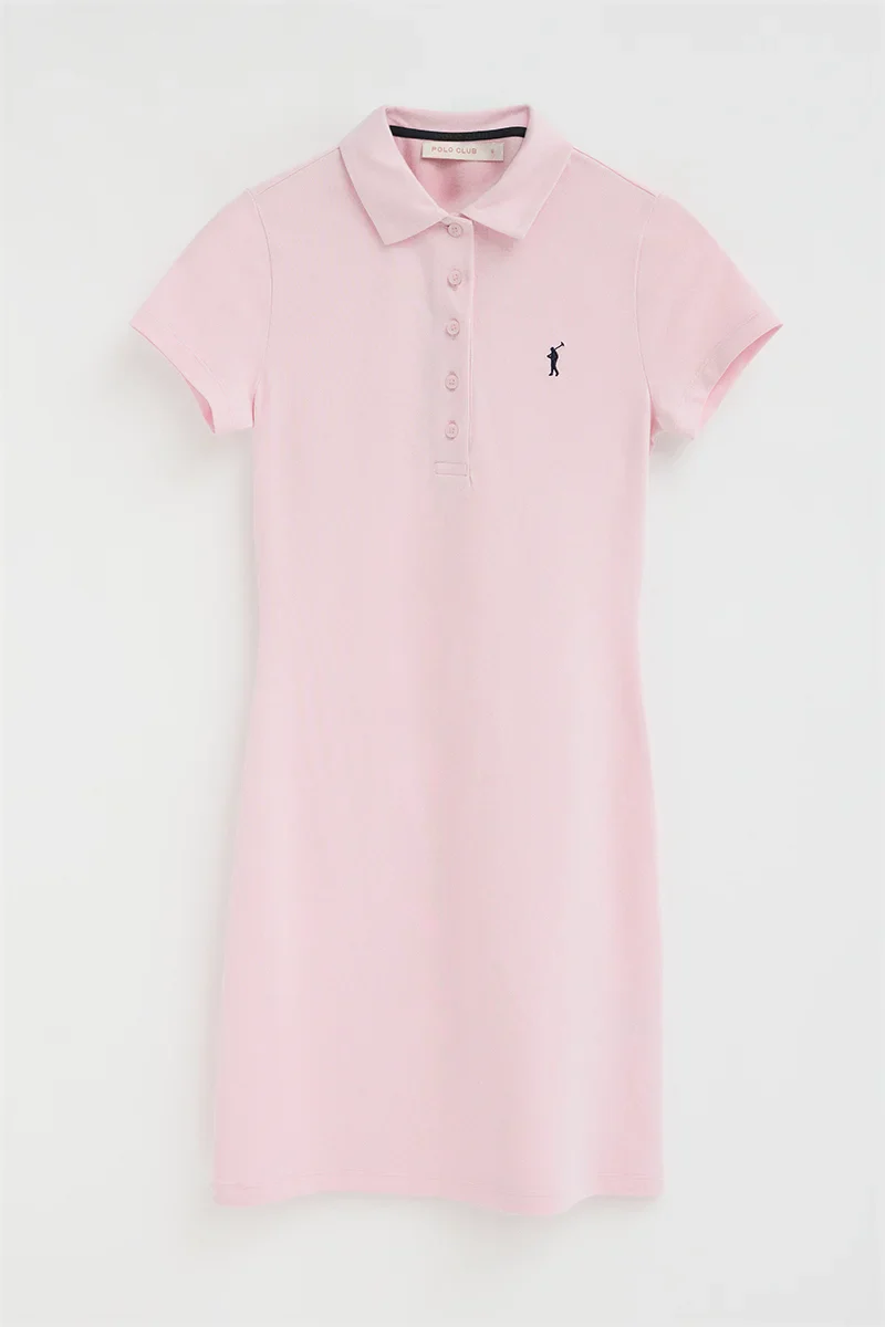 Pink short polo dress with short sleeves and Rigby Go logo - Image 6