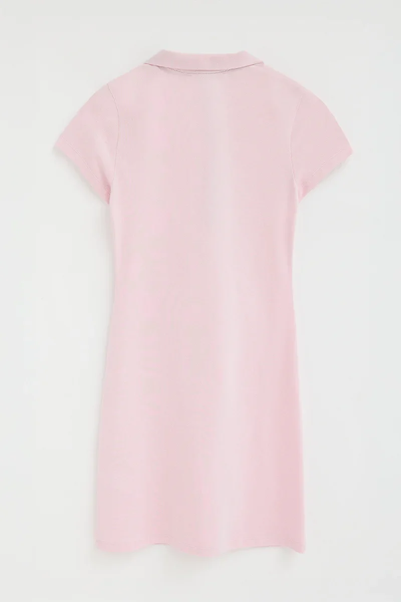 Pink short polo dress with short sleeves and Rigby Go logo - Image 8