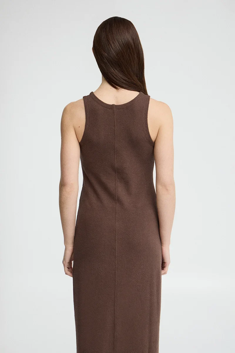 Chocolate rustic-knit dress with Polo Club logo - Image 5