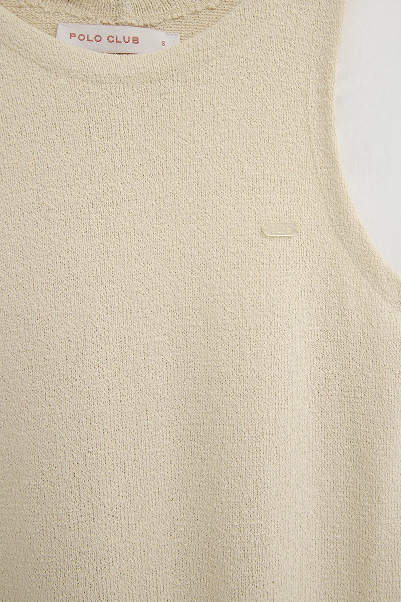 Cream rustic-knit dress with Polo Club logo - Image 7