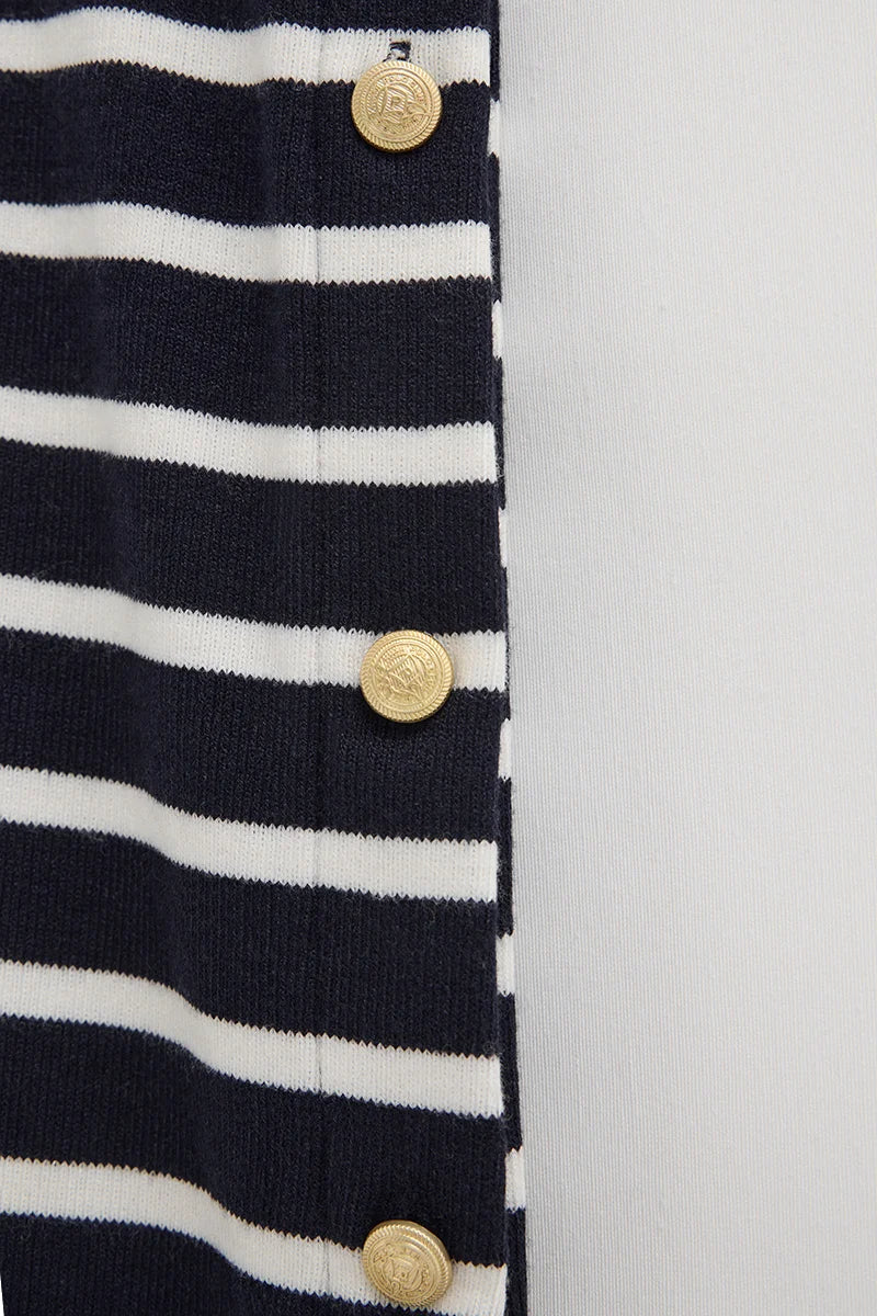 Navy-blue and white striped dress with nautical Polo Club branding - Image 8