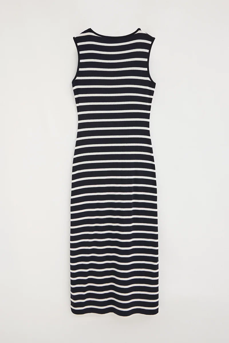 Navy-blue and white striped dress with nautical Polo Club branding - Image 9
