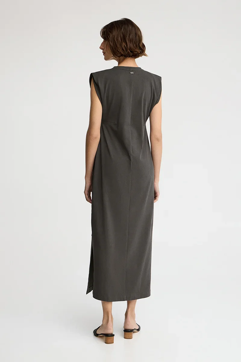 Stone-grey sleeveless round-neck dress with Polo Club logo - Image 5