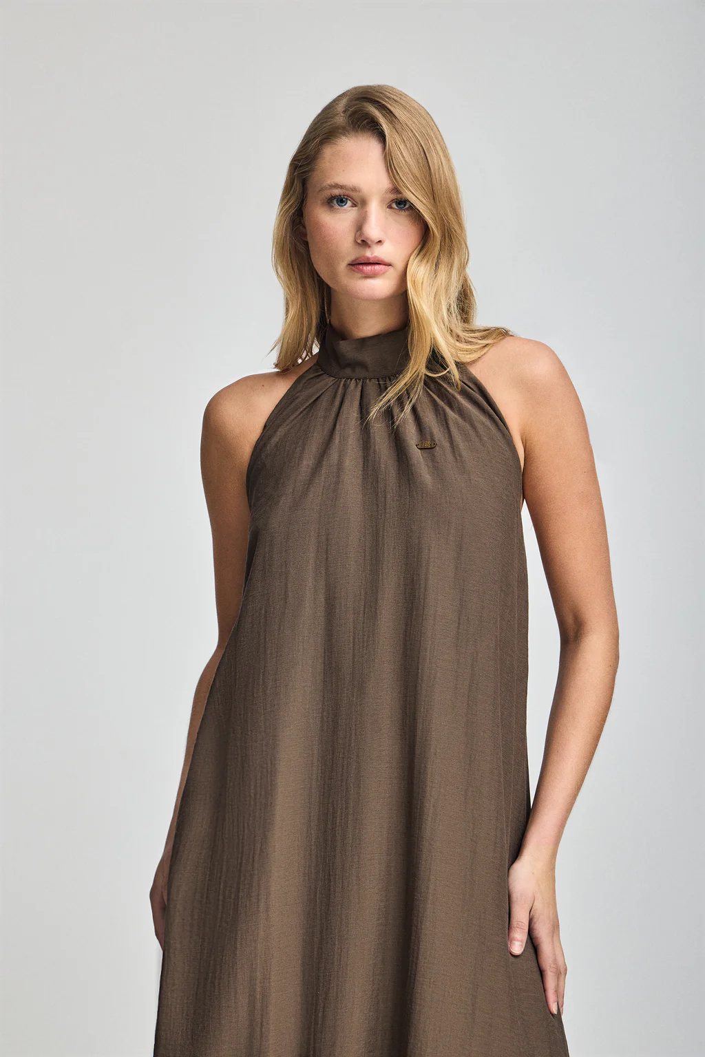 Mocha dress Valay with Polo Club details