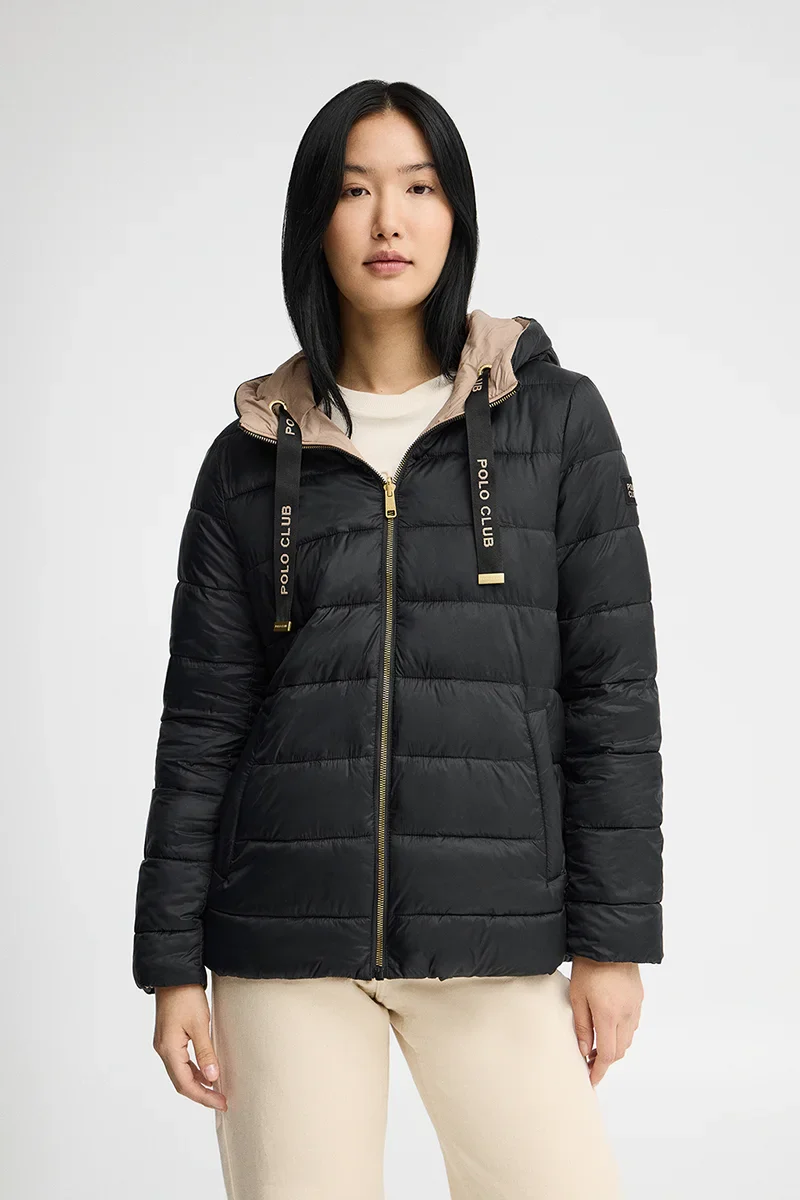 Black/light-brown reversible jacket Agueda with Polo Club rubberised logo
