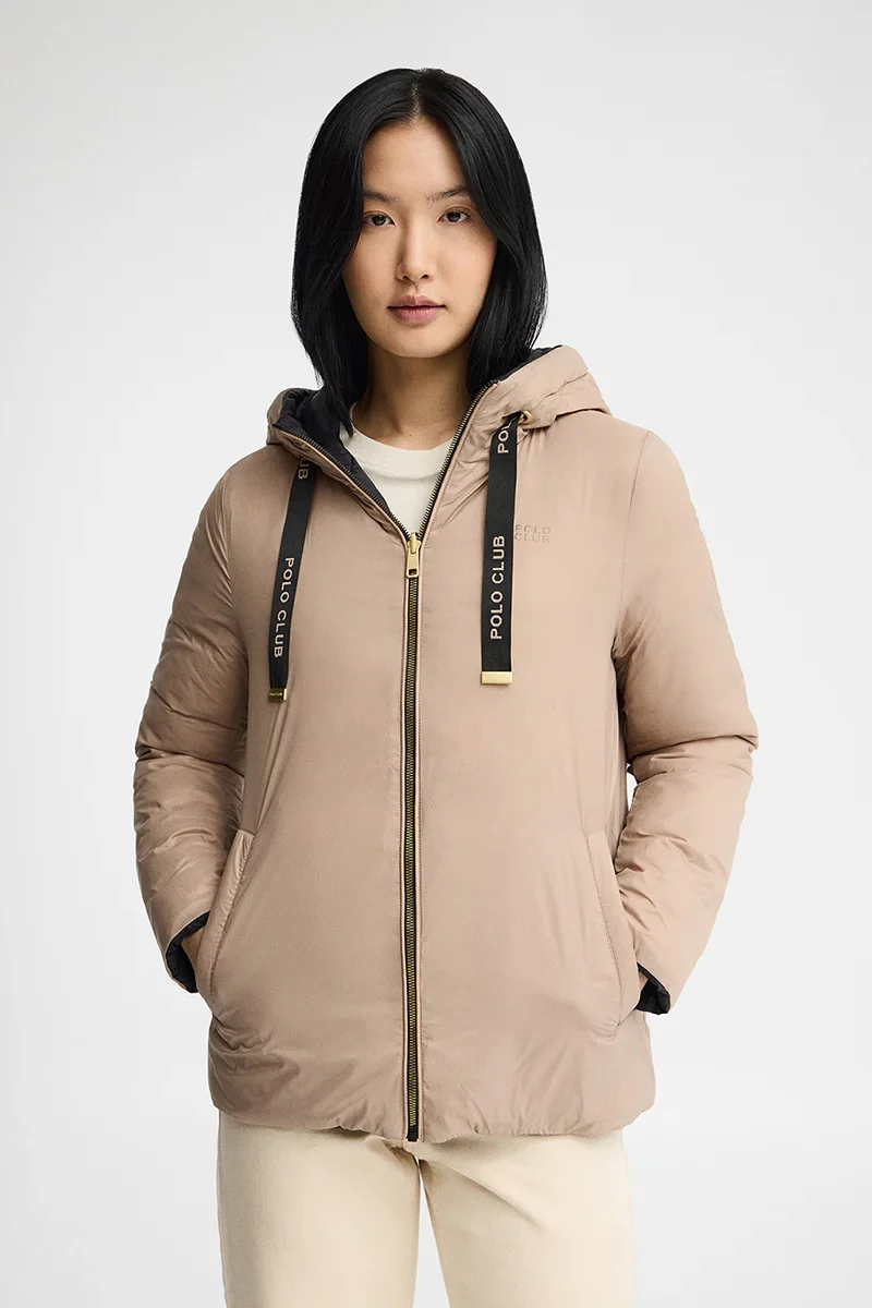 Black/light-brown reversible jacket Agueda with Polo Club rubberised logo - Image 2