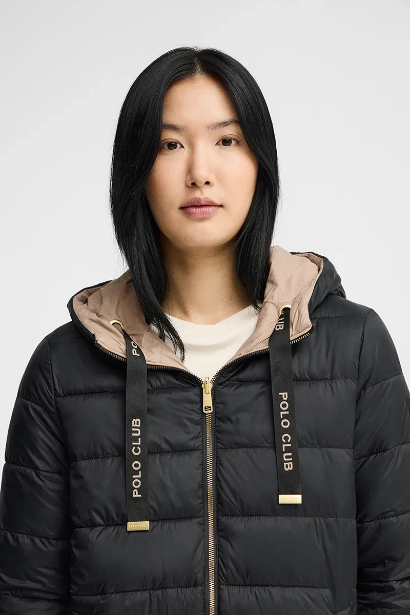 Black/light-brown reversible jacket Agueda with Polo Club rubberised logo - Image 3