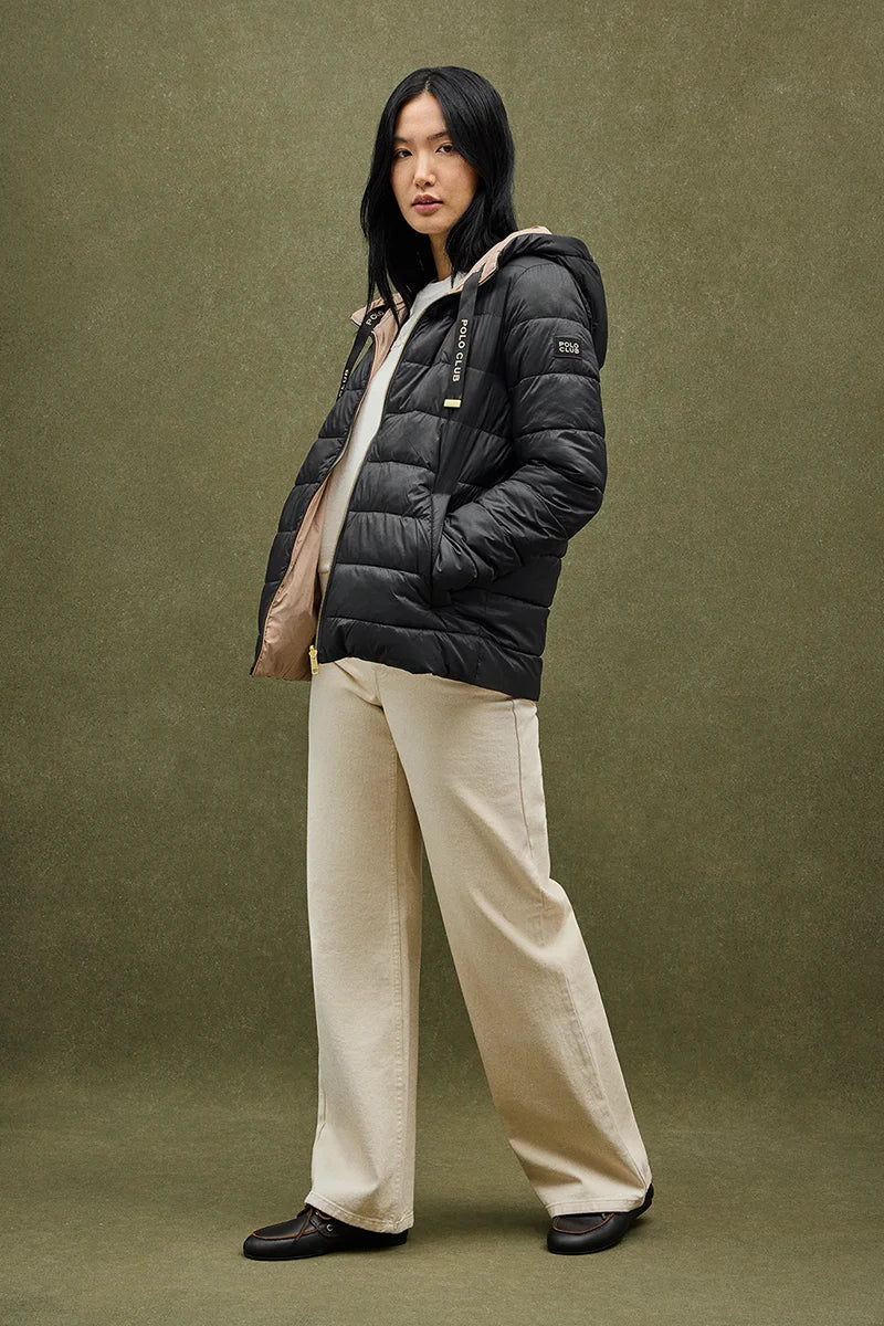 Black/light-brown reversible jacket Agueda with Polo Club rubberised logo - Image 5