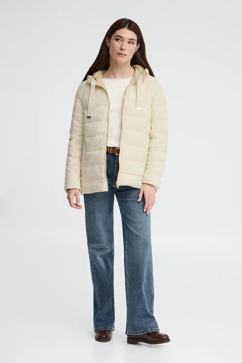 Nude/beige reversible jacket Agueda with Polo Club rubberised logo - Image 3