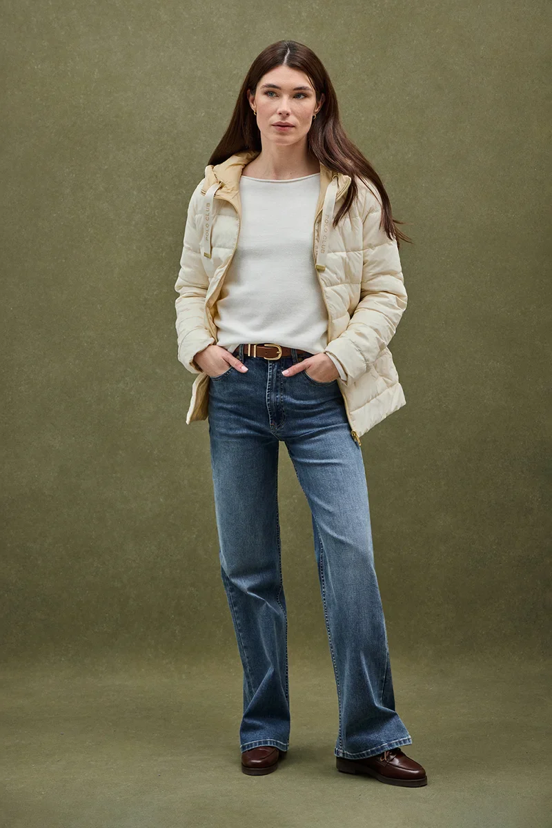 Nude/beige reversible jacket Agueda with Polo Club rubberised logo - Image 4