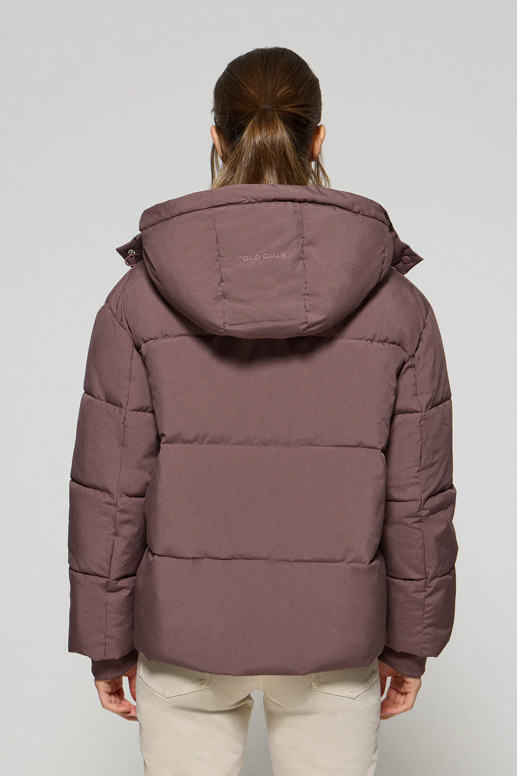 Pink taupe short jacket Artic with fixed hood and Polo Club details - Image 7