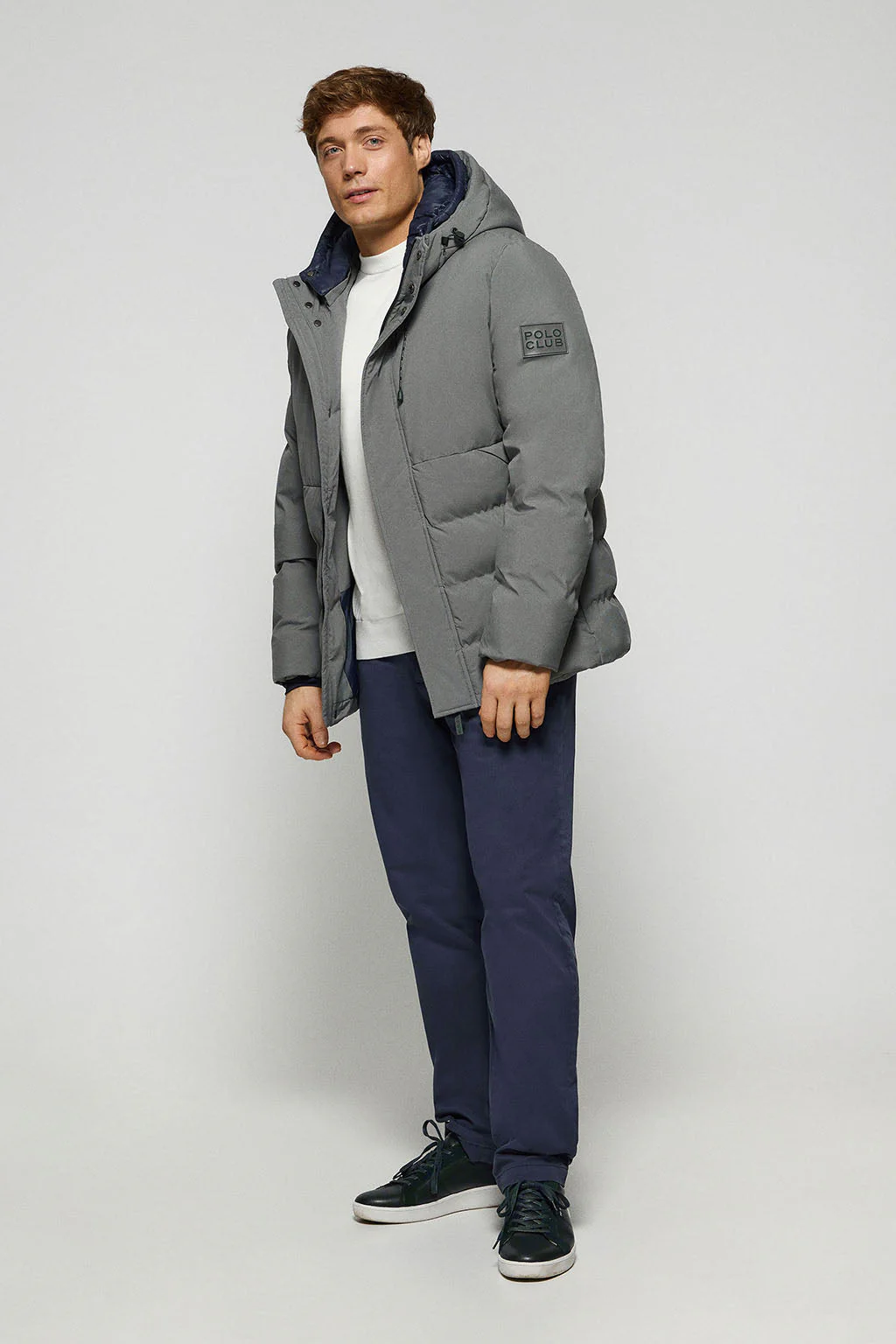 Asphalt-grey puffer coat Aspen with fixed hood and Polo Club details - Image 3