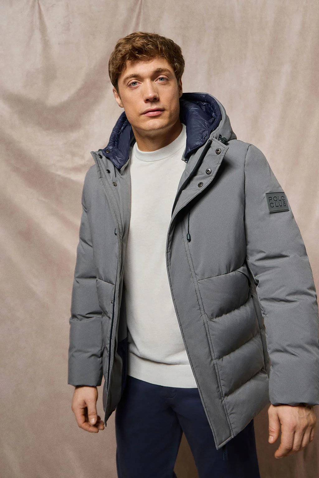 Asphalt-grey puffer coat Aspen with fixed hood and Polo Club details - Image 5