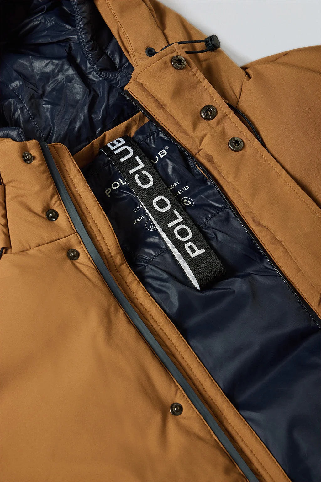 Camel puffer coat Aspen with fixed hood and Polo Club details - Image 11