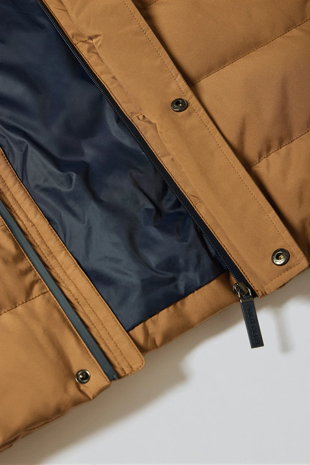 Camel puffer coat Aspen with fixed hood and Polo Club details - Image 12