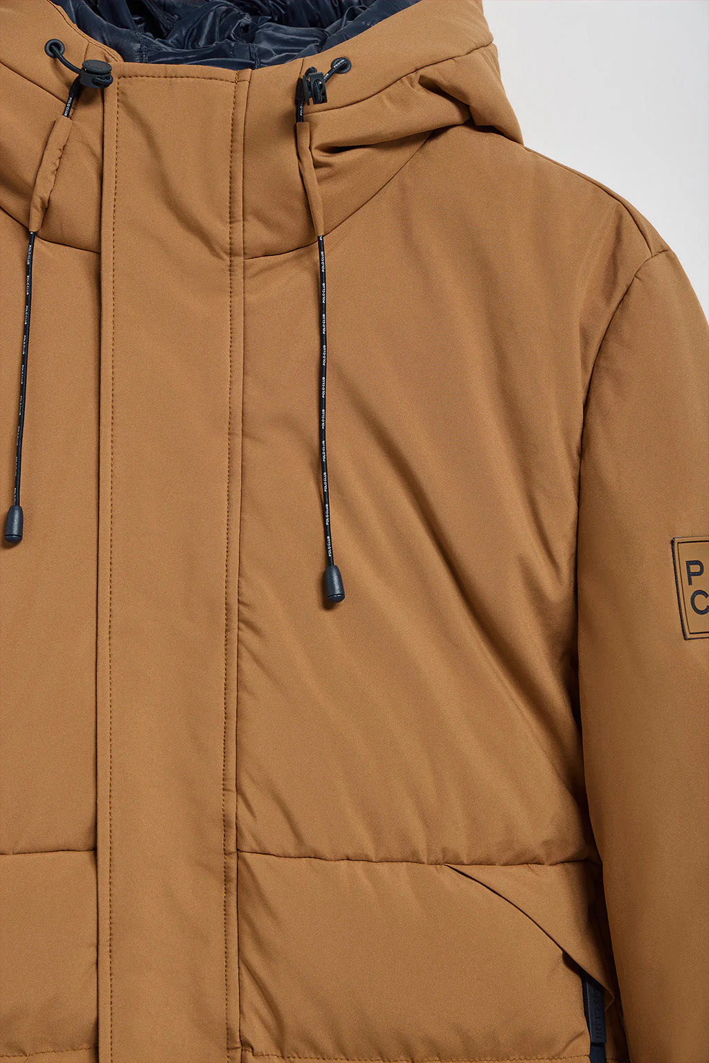 Camel puffer coat Aspen with fixed hood and Polo Club details - Image 9