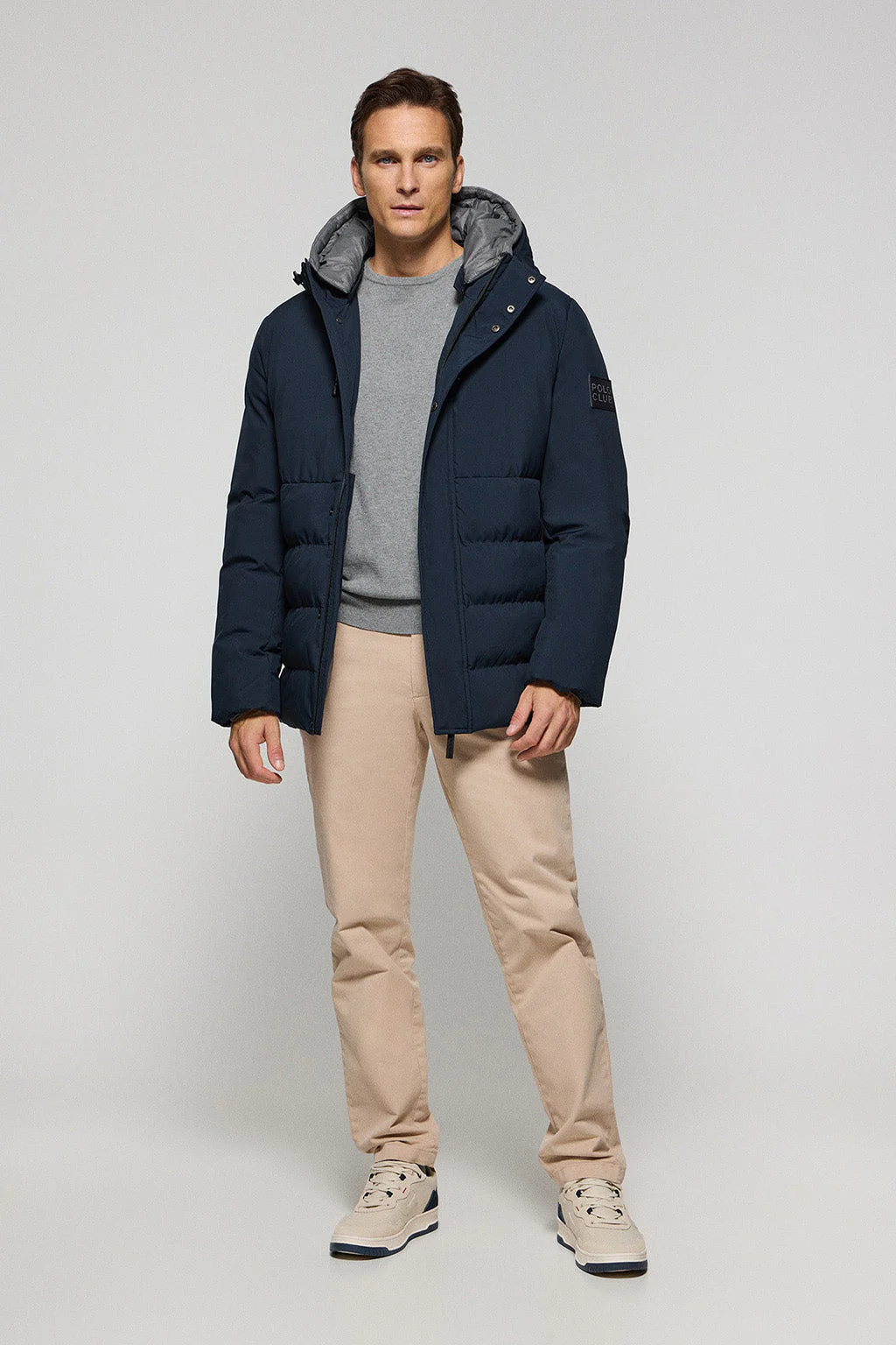 Navy-blue puffer coat Aspen with fixed hood and Polo Club details - Image 3